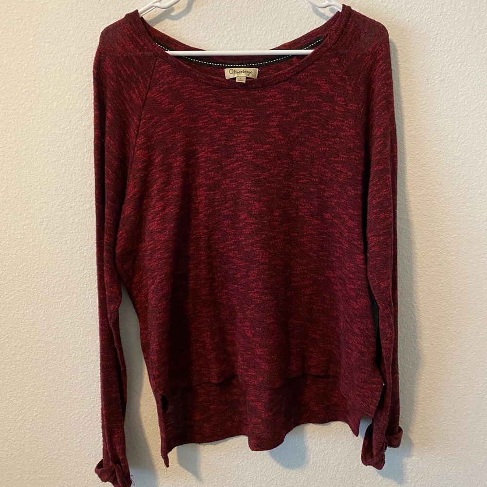 Red and black marbled sweater